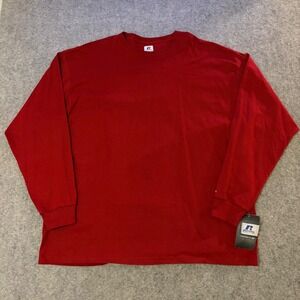 NWT Vintage Y2K Russel Athletic Red Blank Long Sleeve Shirt Adult 2XL
